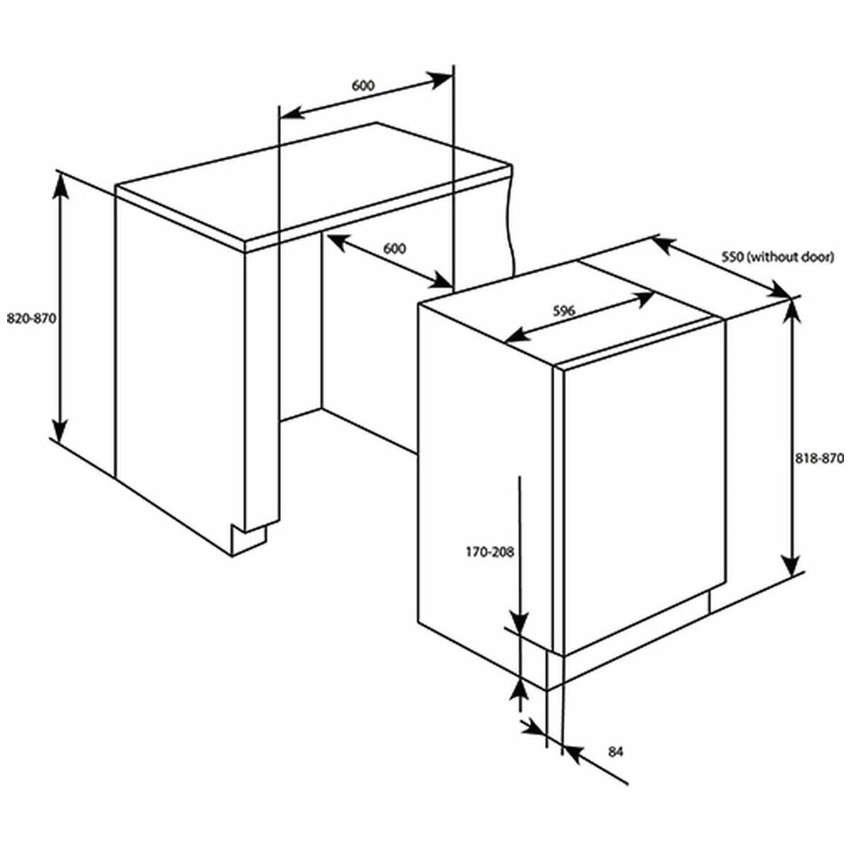 Artusi 111L Fully Integrated Bar Fridge - Reversible Right-Hand Door, LED Light - AINT1192