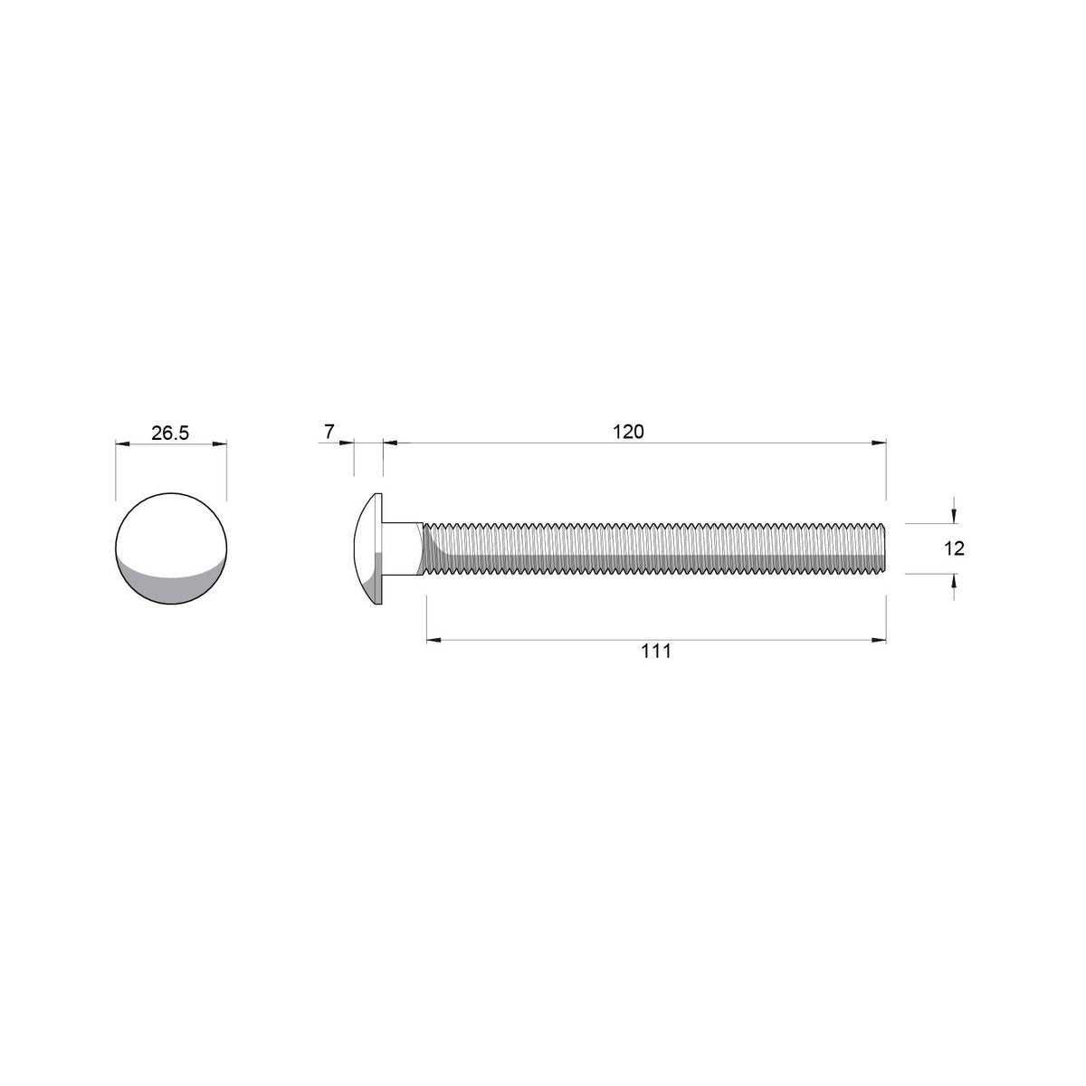 Zenith Hot Dip Galvanised Cup Head Bolts 12x120mm Steel Rust Resistant - SuperSaverAU - view 2