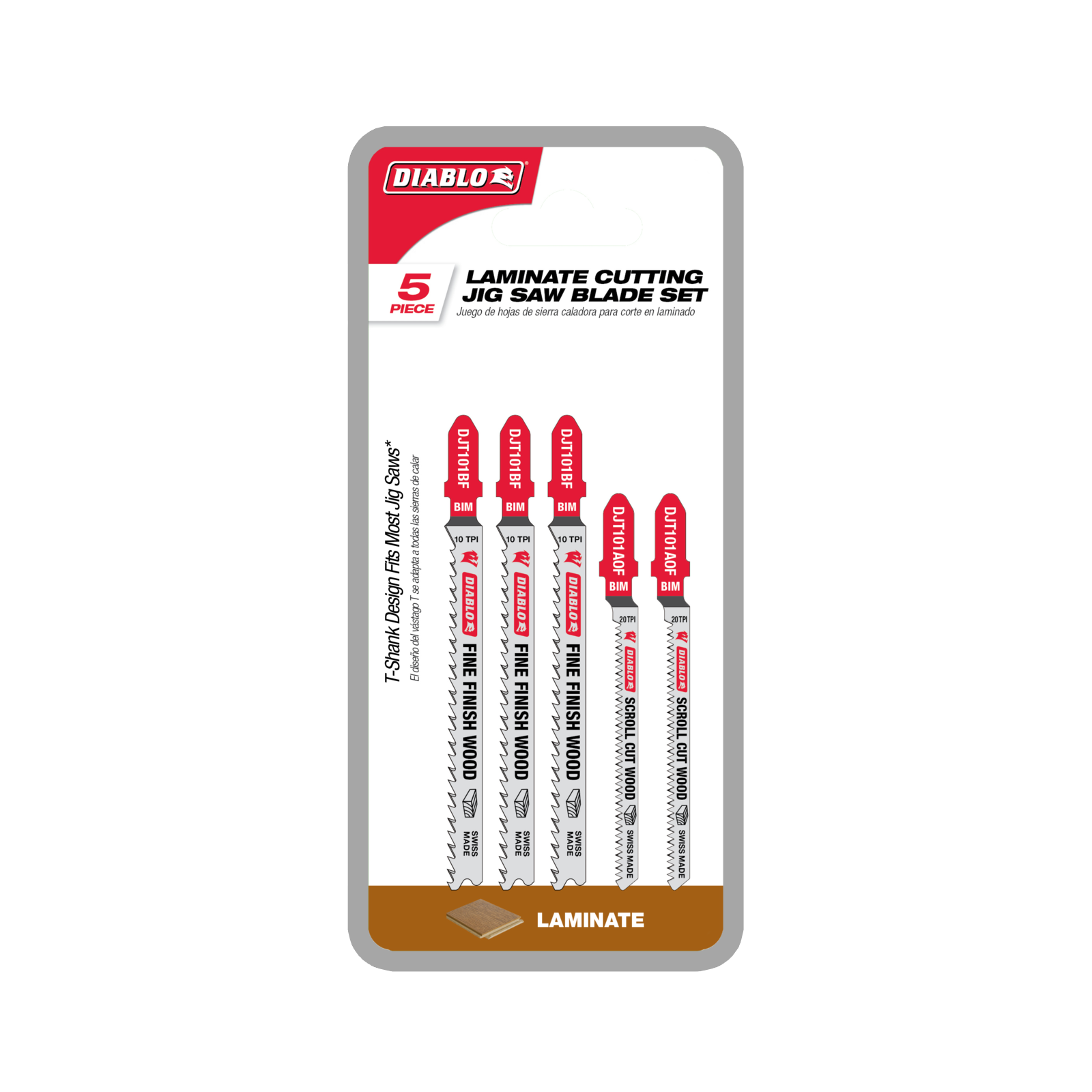 Diablo 77mm Bi-Metal Jig Saw Blade for Scroll Cut Wood & Laminate - 5 Pack