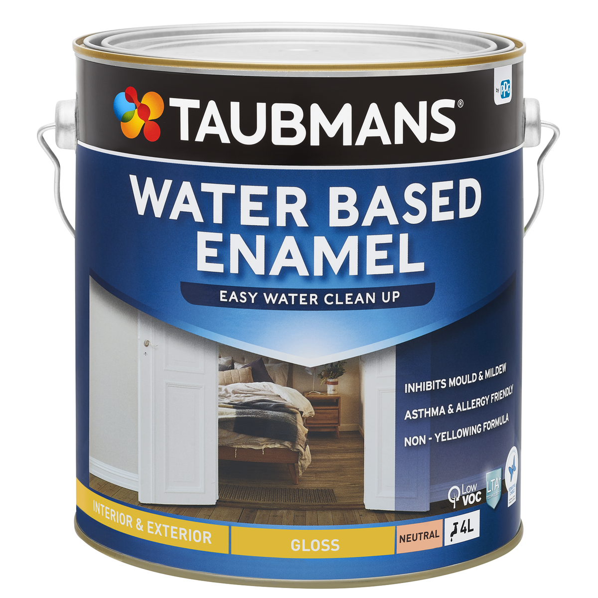 Taubmans 4L Neutral Gloss Water Based Enamel Paint - 4L - Low VOC, Quick Drying - SuperSaverAU - view 1