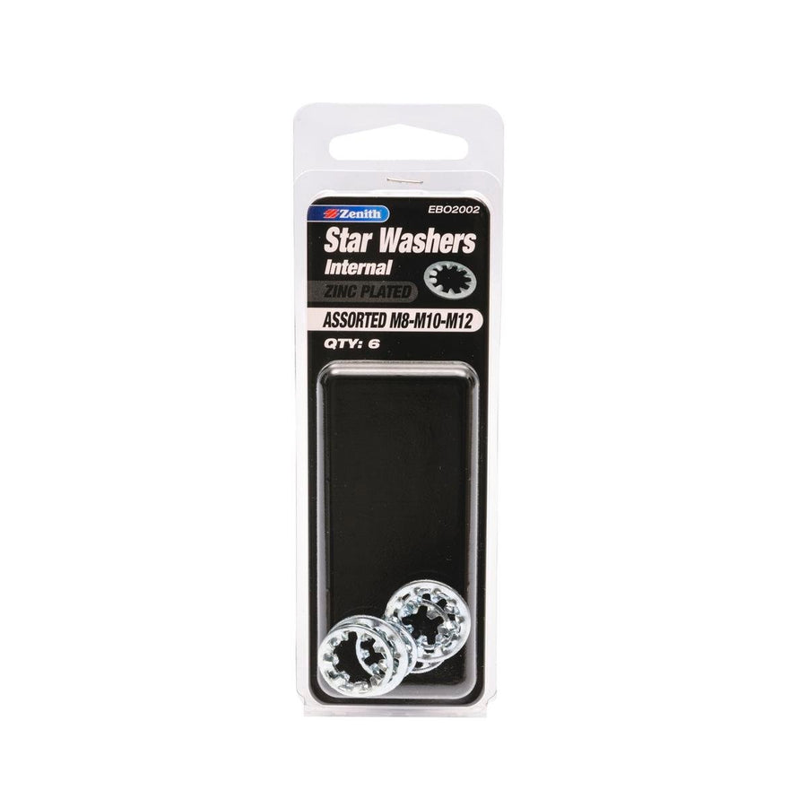 Zenith Star Washer 6 Pack M8-M12 Zinc Plated Internal Locking - SuperSaverAU - view 1