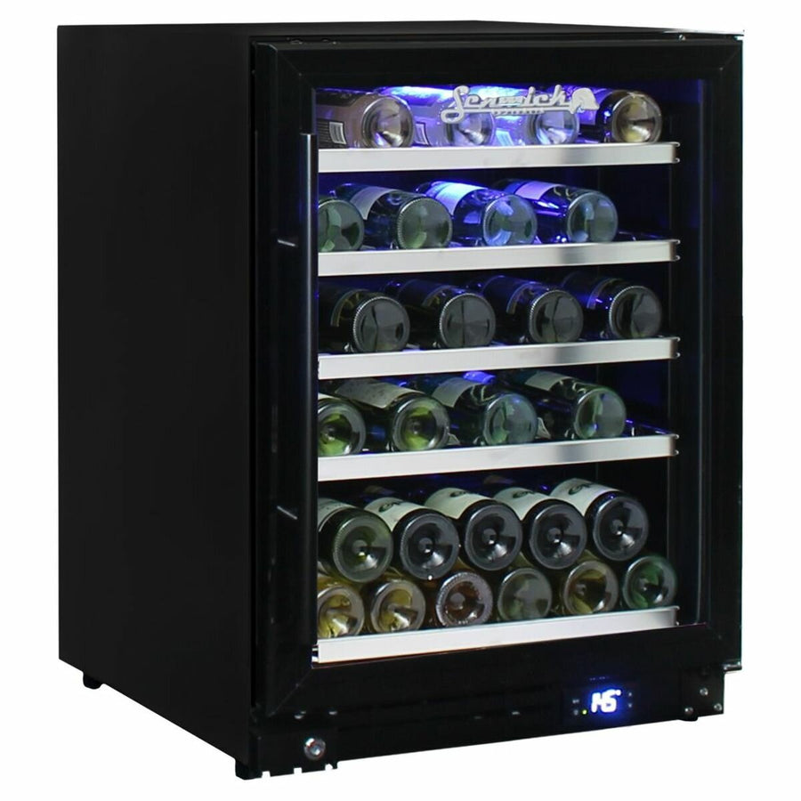 Schmick 43 Bottle Under Bench Wine Fridge 132L - Black Cabinet, Glass Door, Single Zone - JC132W-B