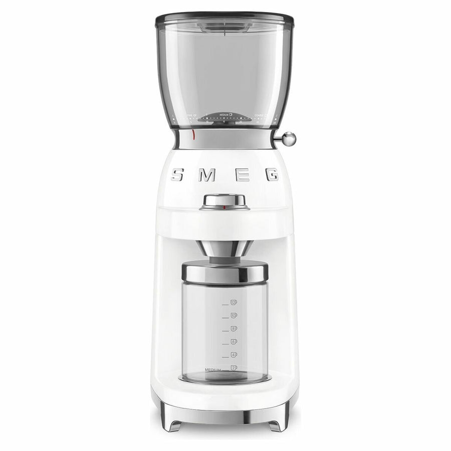 Smeg 50's retro style coffee grinder - white - 350g bean hopper - conical burr - CGF01WHAU