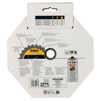 Dewalt 184mm 24t XR Circular Saw Blade - DT99577-QZ - 20mm Bore