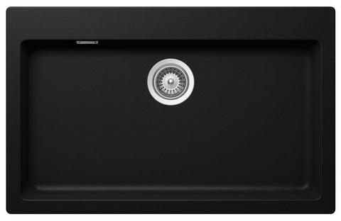 Abey Schock Signus single bowl sink 49L - black, topmount with overflow, 790mm wide - N-100XLP