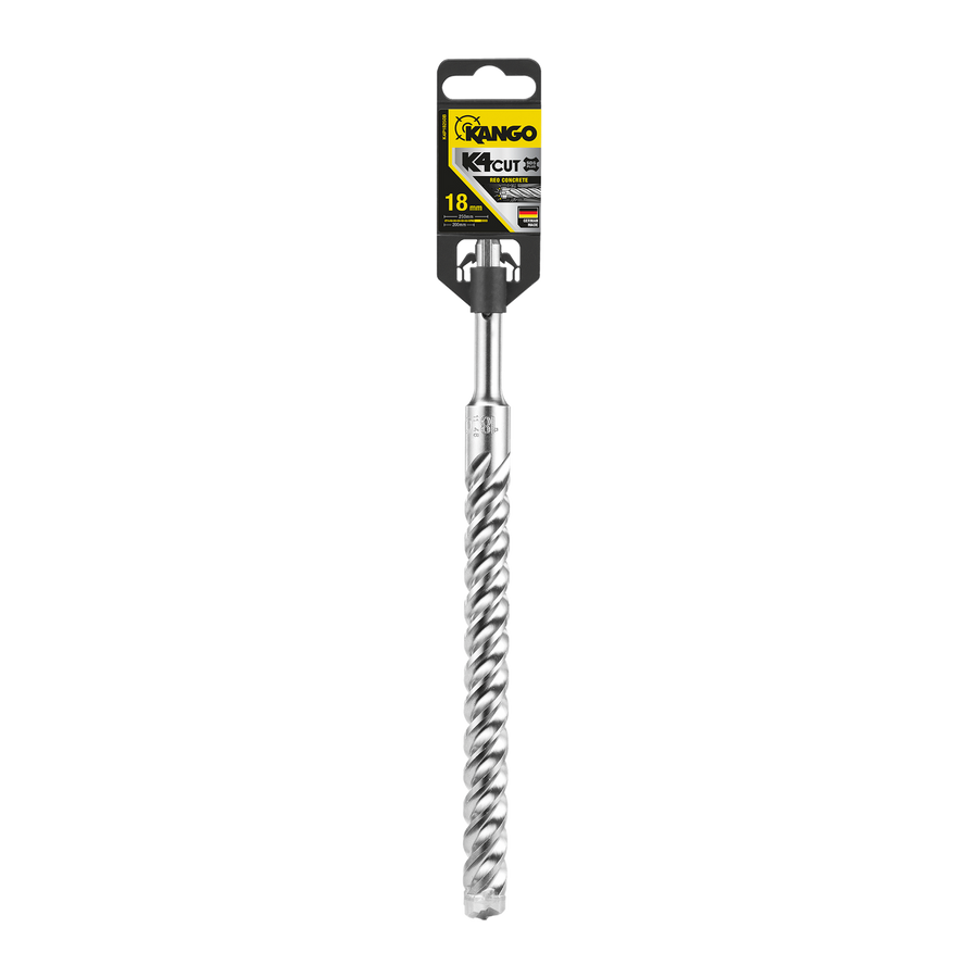 Kango 18mm x 250mm K4 SDS Plus Drill Bit for Concrete & Masonry, 200mm Drilling Depth