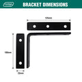 Carinya 125 x 100mm Black Heavy-Duty Powder Coated Steel Angle Bracket, 200kg