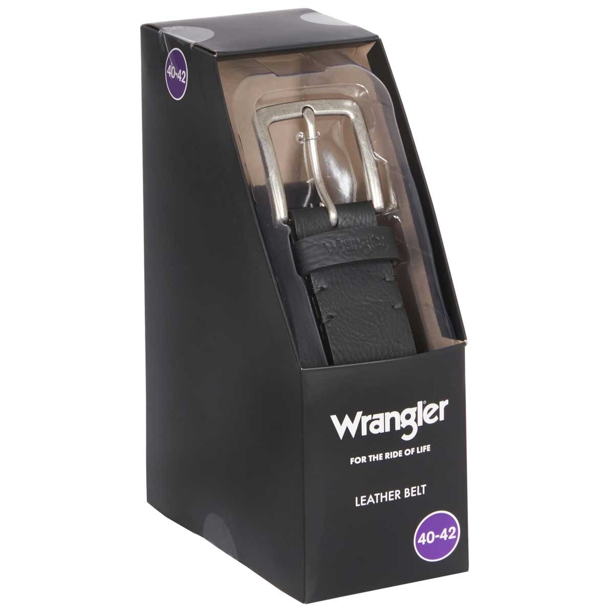 Wrangler Men's Leather Belt Black - SuperSaverAU - view 3
