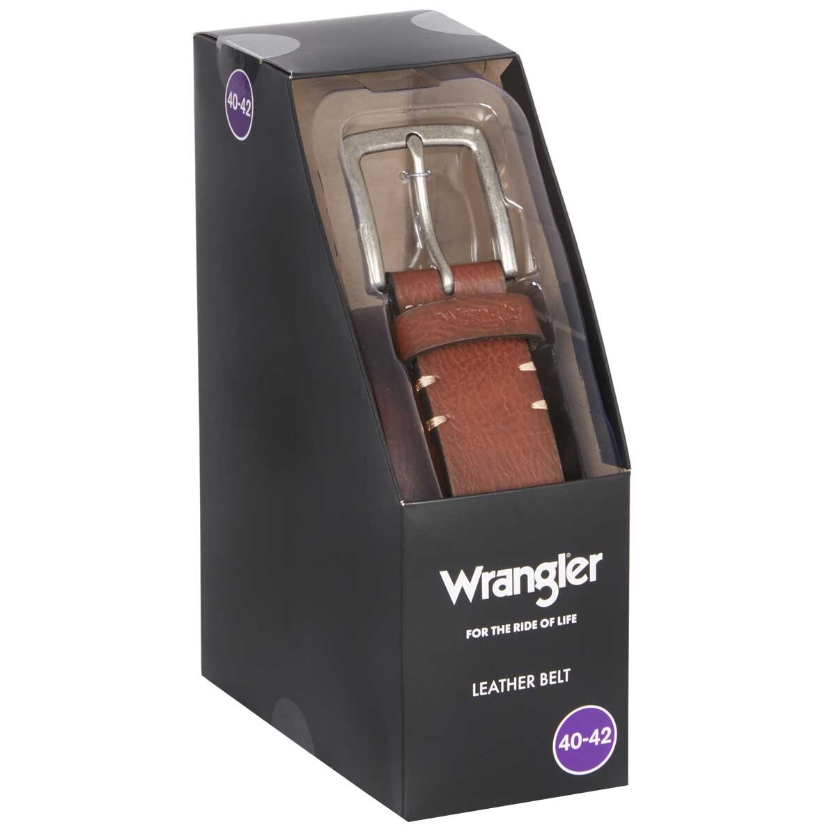 Wrangler Men's Leather Belt Brown - SuperSaverAU - view 3