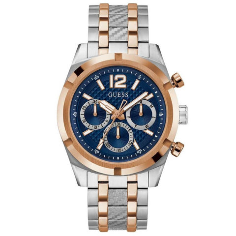 GUESS Resistance Two Tone Men's Watch GW0714G3 Blue & Rose Gold Multifunction Dial 44mm Silver Case - SuperSaverAU - view 1