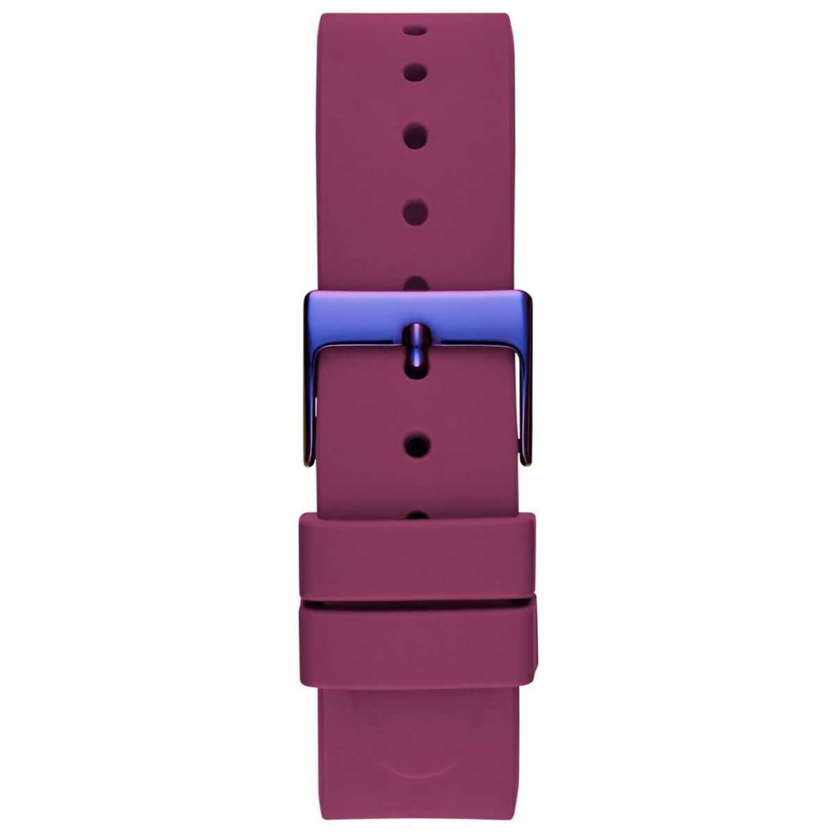GUESS Menagerie Iridescent Analog Women's Watch GW0749L3 - 36mm Iridescent Case, Plum Silicone Strap, Python Digital Print Dial