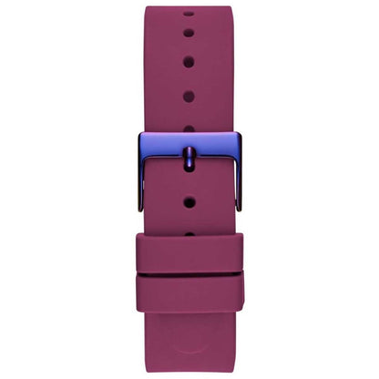 GUESS Menagerie Iridescent Analog Women's Watch GW0749L3 - 36mm Iridescent Case, Plum Silicone Strap, Python Digital Print Dial