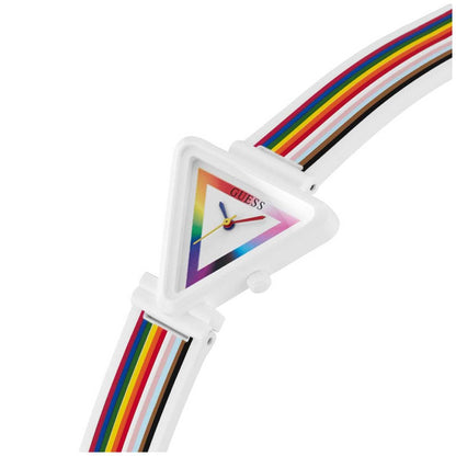 GUESS Women's Watch GW0679L1 White Rainbow Dial Nylon Case Silicone Strap