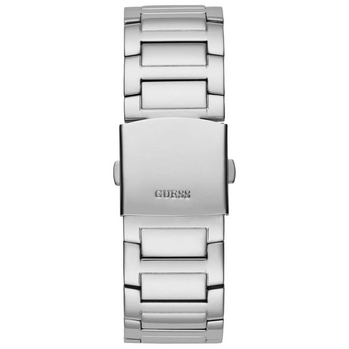 GUESS King Stainless Steel Multifunction Men's Watch GW0497G1 - 48mm Silver Tone, Crystals Bezel, Analogue Dial