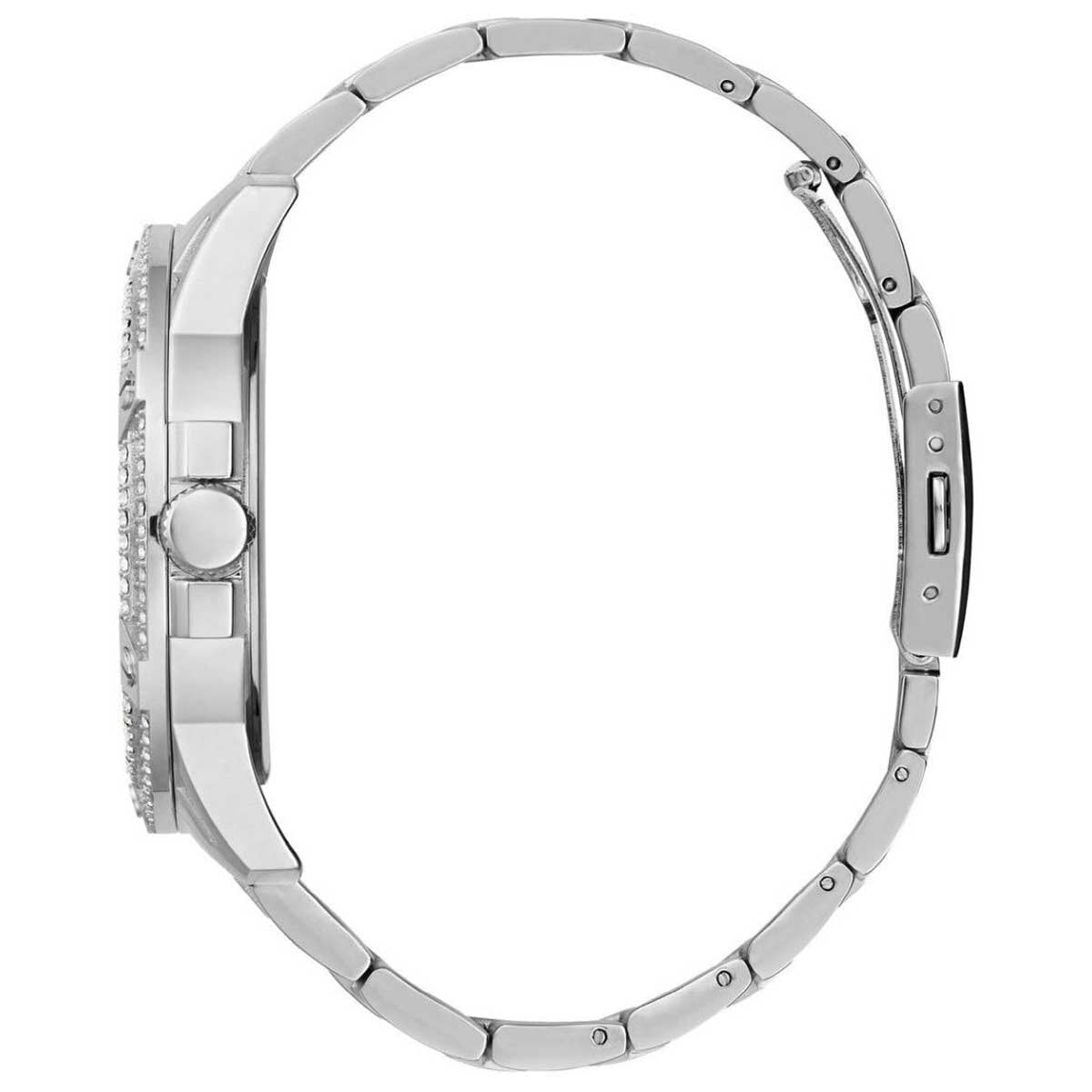 GUESS King Stainless Steel Multifunction Men's Watch GW0497G1 - 48mm Silver Tone, Crystals Bezel, Analogue Dial