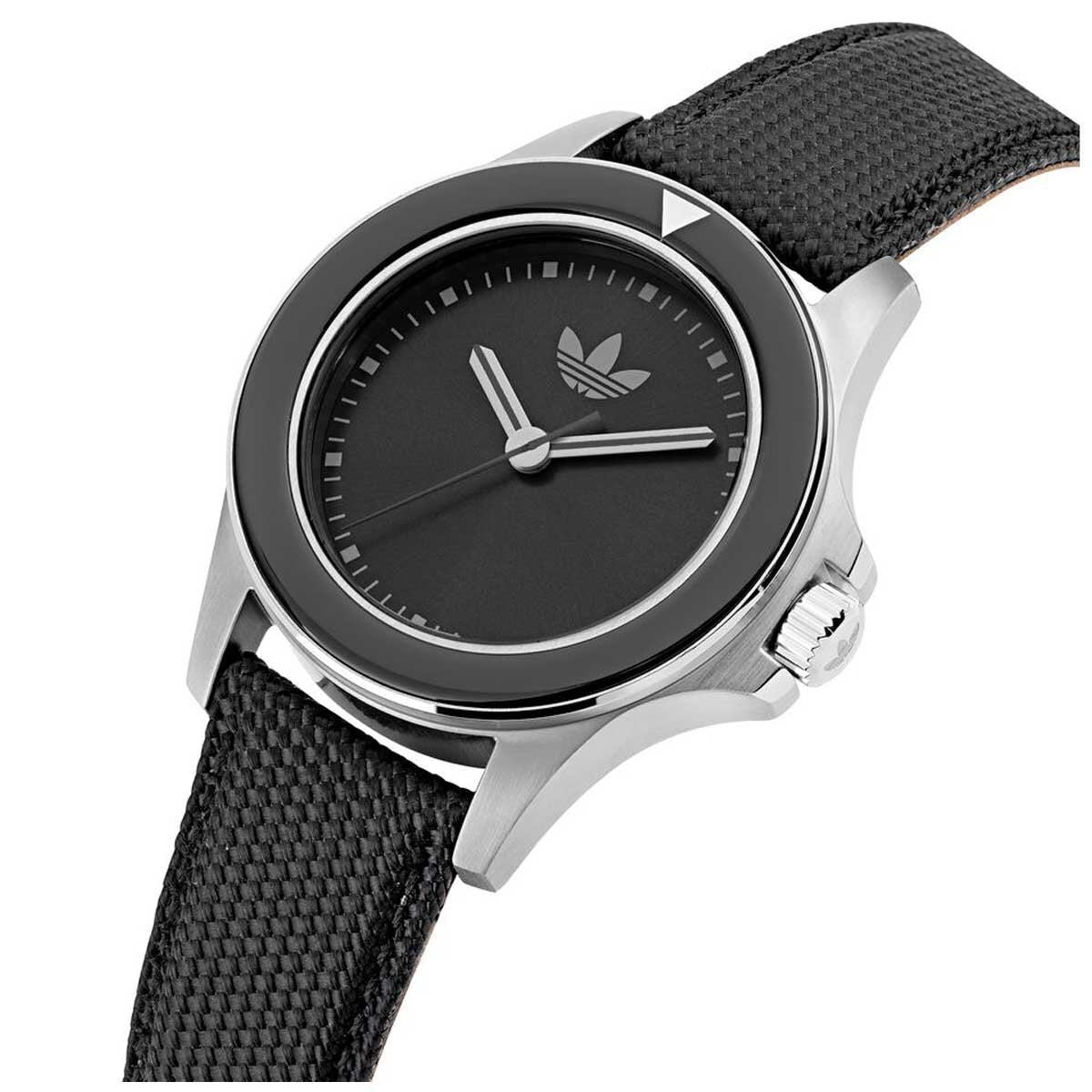 Adidas Originals Expression One AOFH23016 Black Dial Nylon Watch - Glass Bezel, Silver Accents