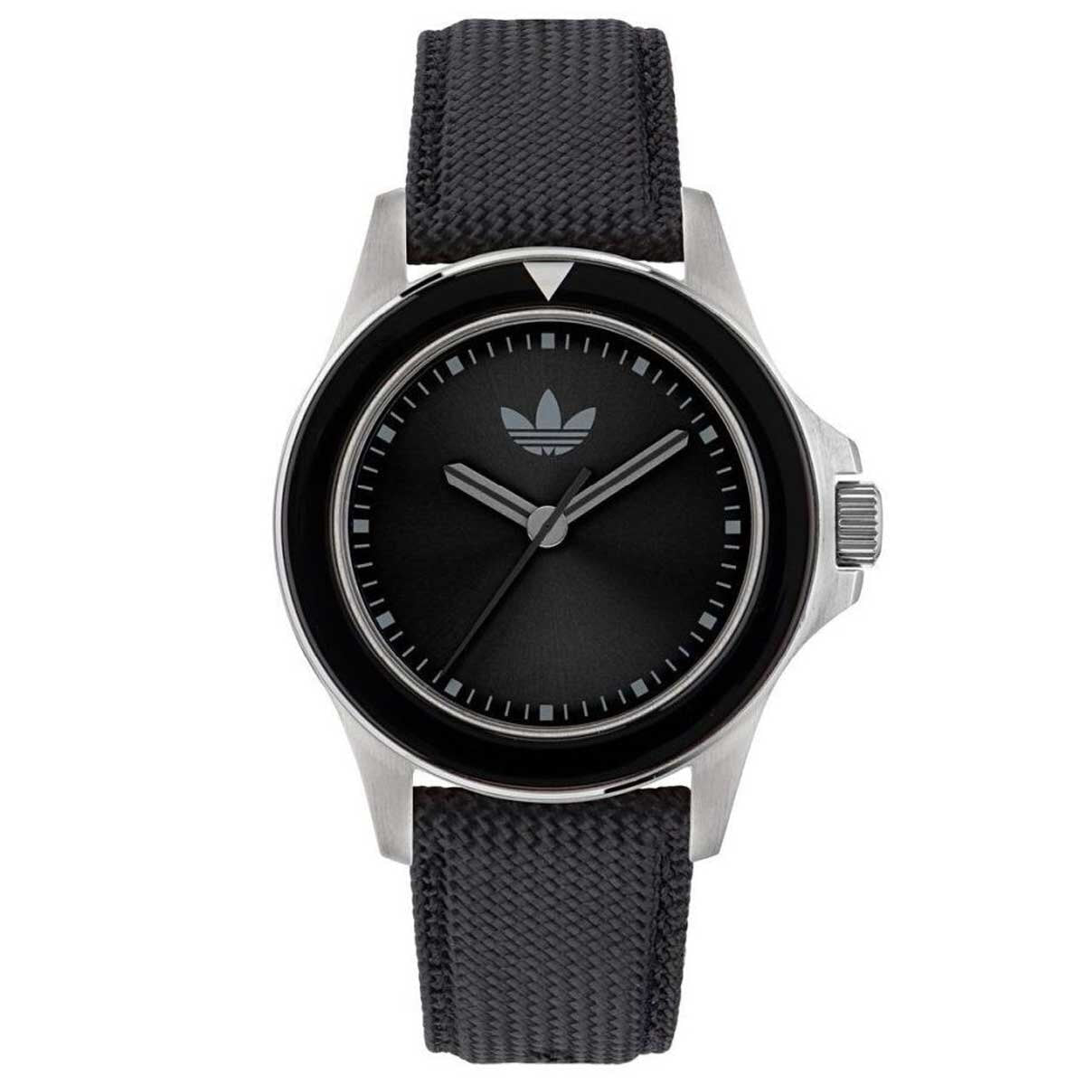Adidas Originals Expression One AOFH23016 Black Dial Nylon Watch - Glass Bezel, Silver Accents