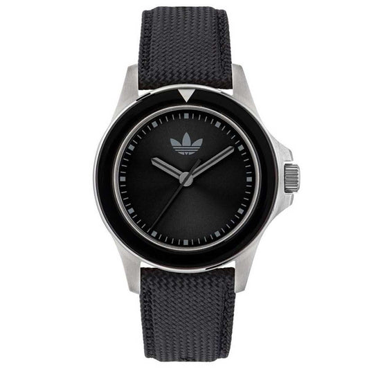 Adidas Originals Expression One AOFH23016 Black Dial Nylon Watch - Glass Bezel, Silver Accents