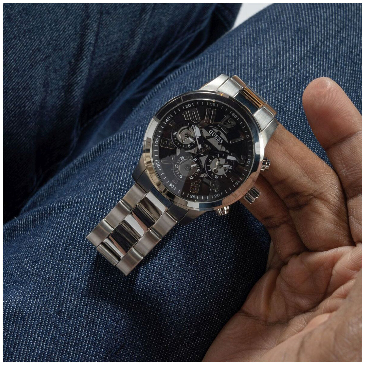 GUESS Parker Silver Tone Multifunction Men's Watch GW0627G1