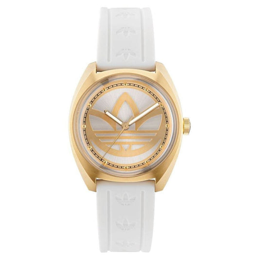 Adidas Originals Edition One Gold Tone White Strap Watch AOFH23012