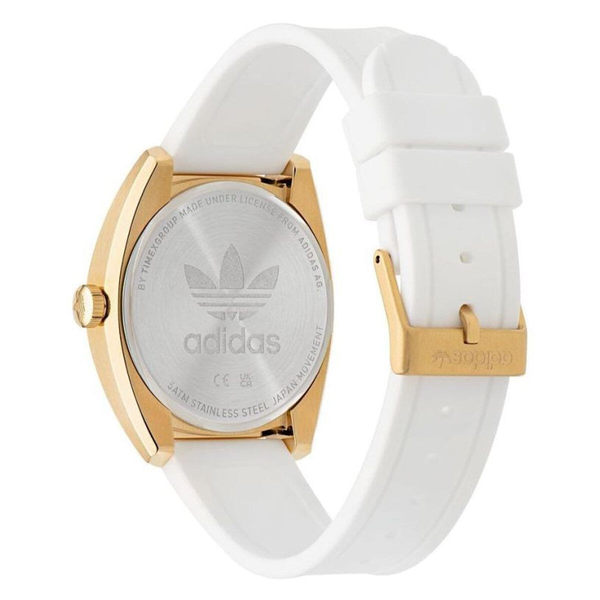 Adidas Originals Edition One Gold Tone White Strap Watch AOFH23012