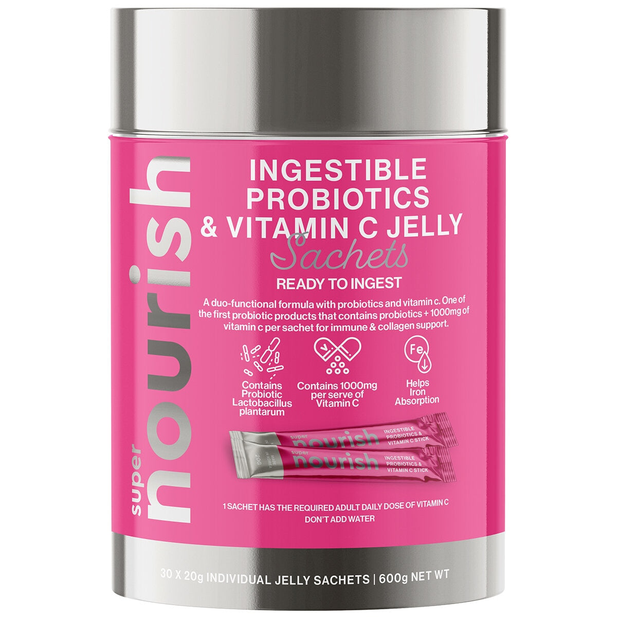 Nourish Probiotic & Vitamin C Jelly Sachets 30 x 20g