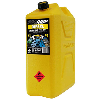 Pro Quip Fast Pour Plastic Fuel Can 20L Diesel Yellow