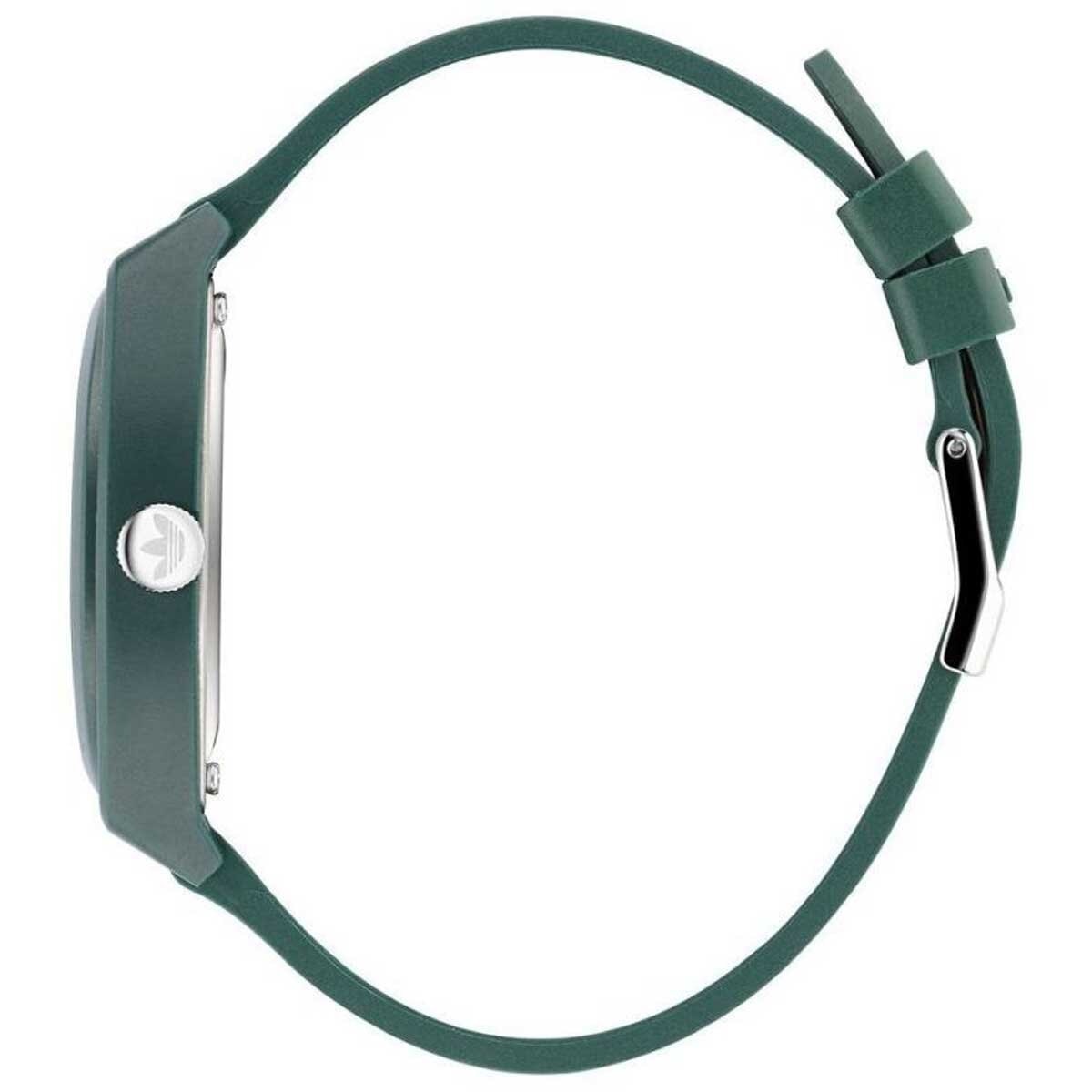 Adidas Originals Green Resin Strap Watch AOST22566 Black Dial Trefoil Logo Analog Streetwear