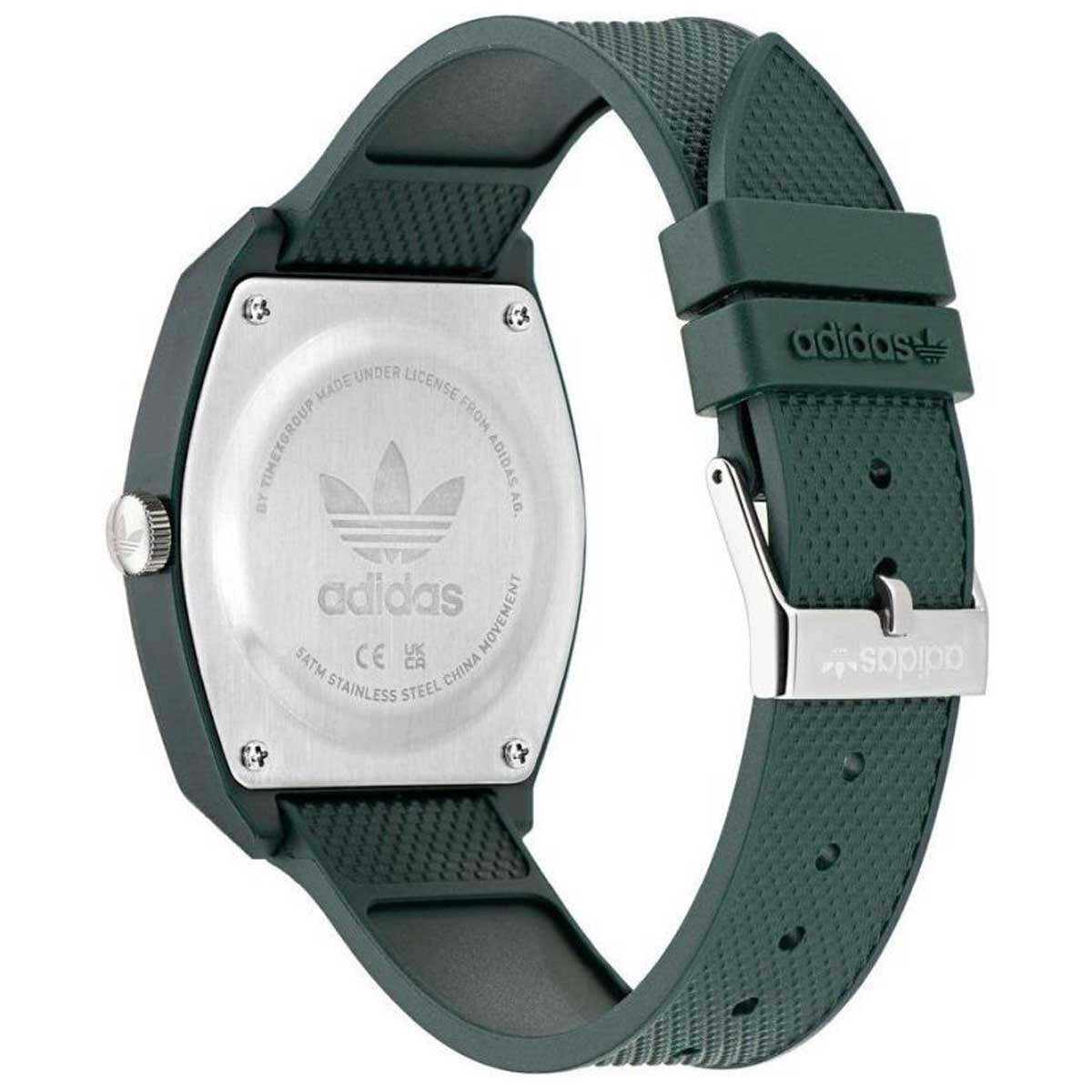 Adidas Originals Green Resin Strap Watch AOST22566 Black Dial Trefoil Logo Analog Streetwear