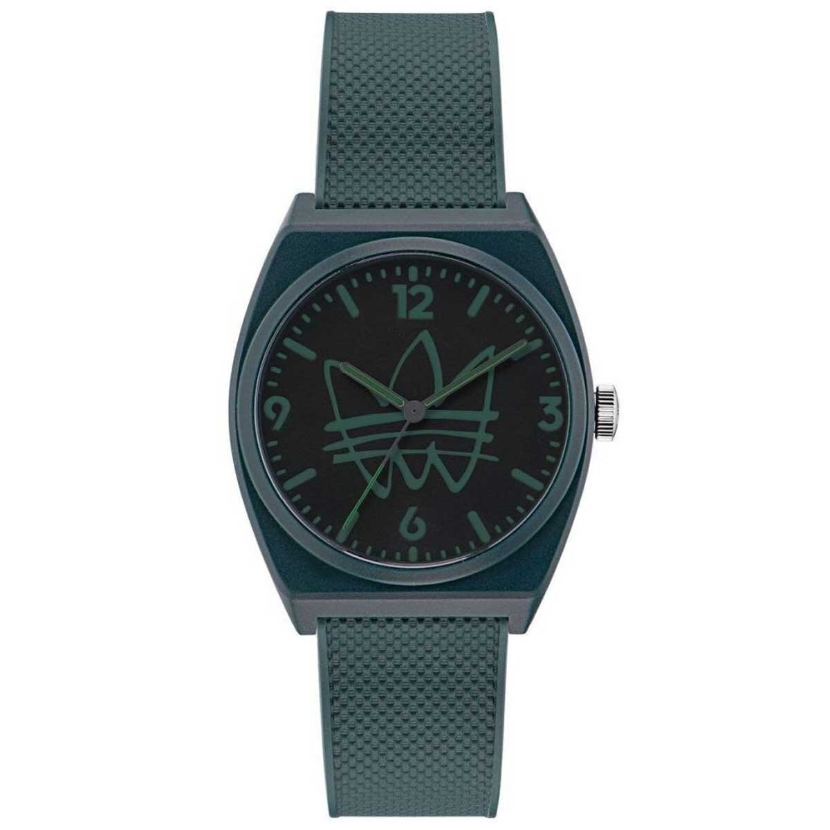 Adidas Originals Green Resin Strap Watch AOST22566 Black Dial Trefoil Logo Analog Streetwear
