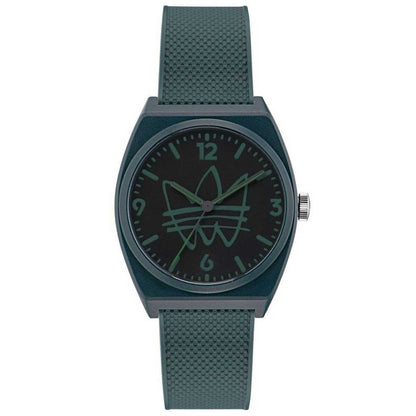 Adidas Originals Green Resin Strap Watch AOST22566 Black Dial Trefoil Logo Analog Streetwear