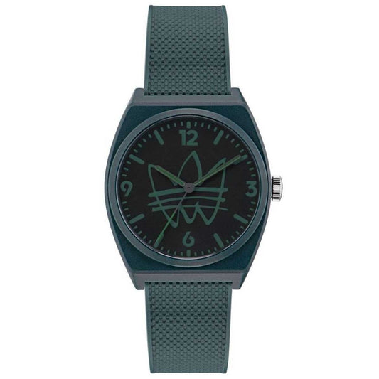 Adidas Originals Green Resin Strap Watch AOST22566 Black Dial Trefoil Logo Analog Streetwear
