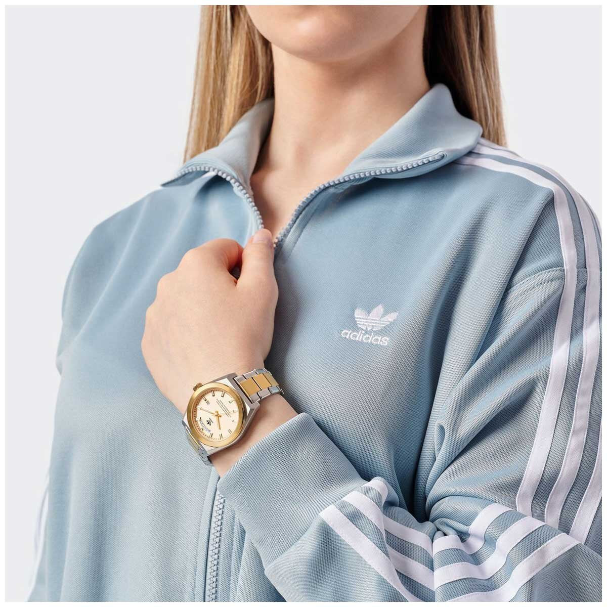 Adidas Originals Two Tone Stainless Steel Watch AOSY23542 with Day-Date Indicator