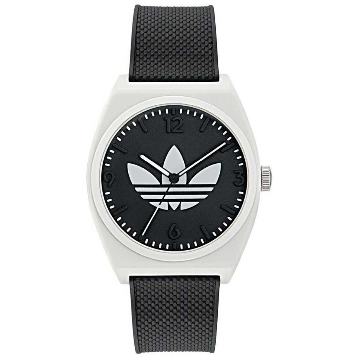 Adidas Originals Project Two Black Resin Strap Analogue Watch AOST23550 - Streetwear Attitude, White Resin Case, Black Strap