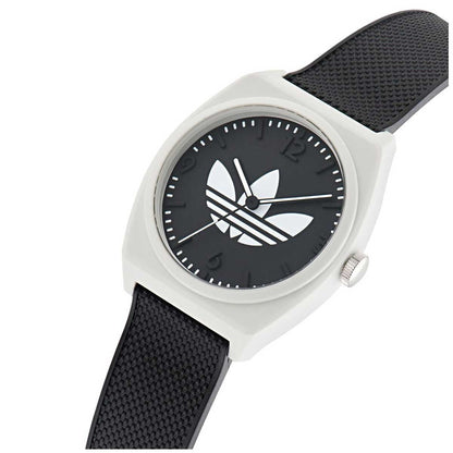 Adidas Originals Project Two Black Resin Strap Analogue Watch AOST23550 - Streetwear Attitude, White Resin Case, Black Strap