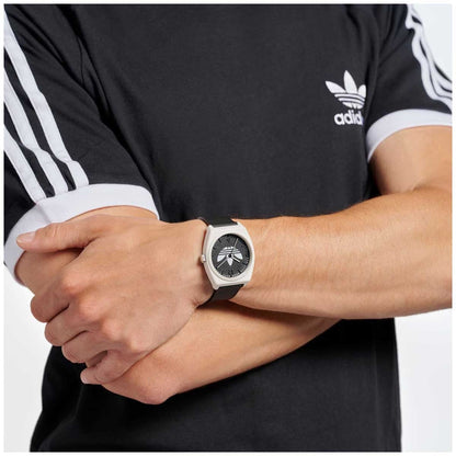 Adidas Originals Project Two Black Resin Strap Analogue Watch AOST23550 - Streetwear Attitude, White Resin Case, Black Strap