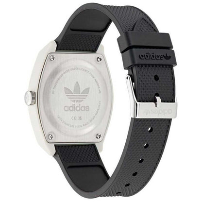 Adidas Originals Project Two Black Resin Strap Analogue Watch AOST23550 - Streetwear Attitude, White Resin Case, Black Strap