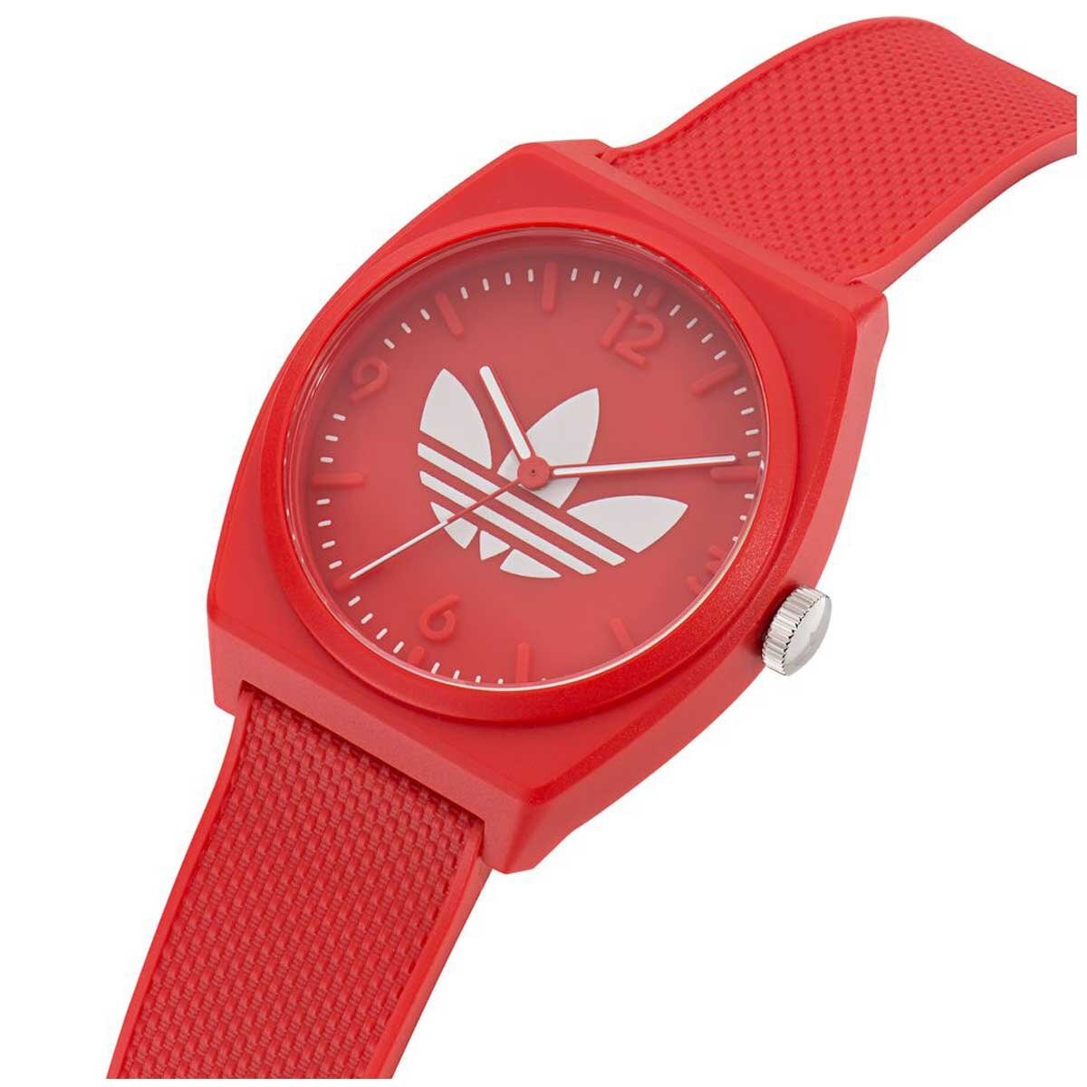 Adidas Originals City Tech Two Red Silicone Digital Watch AOST23063 - 45mm Red Resin Case, Black Digital Display Dial, Trefoil Logo on Strap