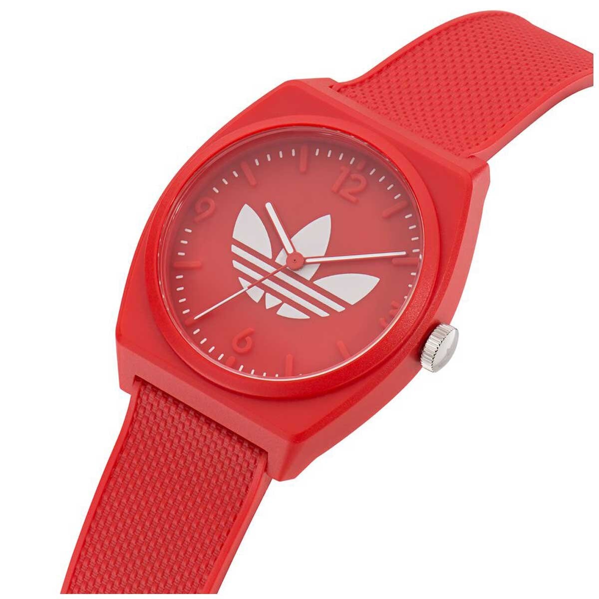 Adidas Originals Project Two Red Resin Strap Analogue Watch AOST23051 - Classic design, streetwear attitude, iconic Adidas colors, playful graphics