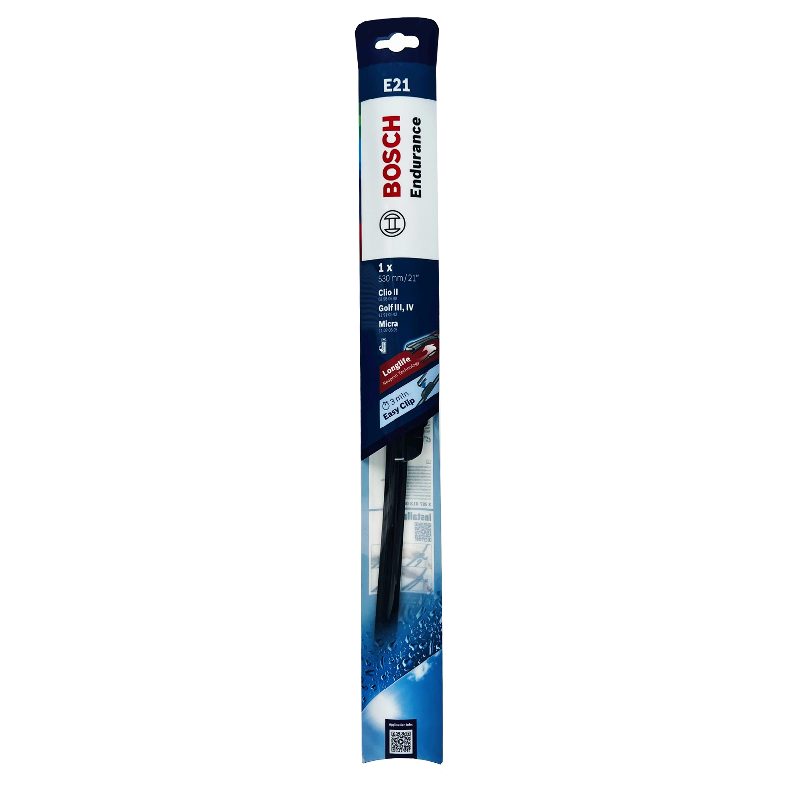 Bosch E21 Flat Endurance Wiper Blade 21" 530mm Hook Type Adapter