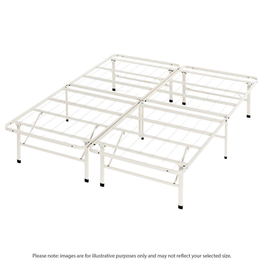 Zinus Double Smart Base Folding Bed Frame - Beige Steel, 33cm Under-Bed Clearance - AU-SBBK-14BG-D