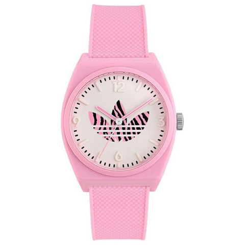 Adidas Originals Street Project Two Pink Resin Strap Watch AOST23553 - Animal Print Trefoil Logo, Streetwear Design - SuperSaverAU - view 1