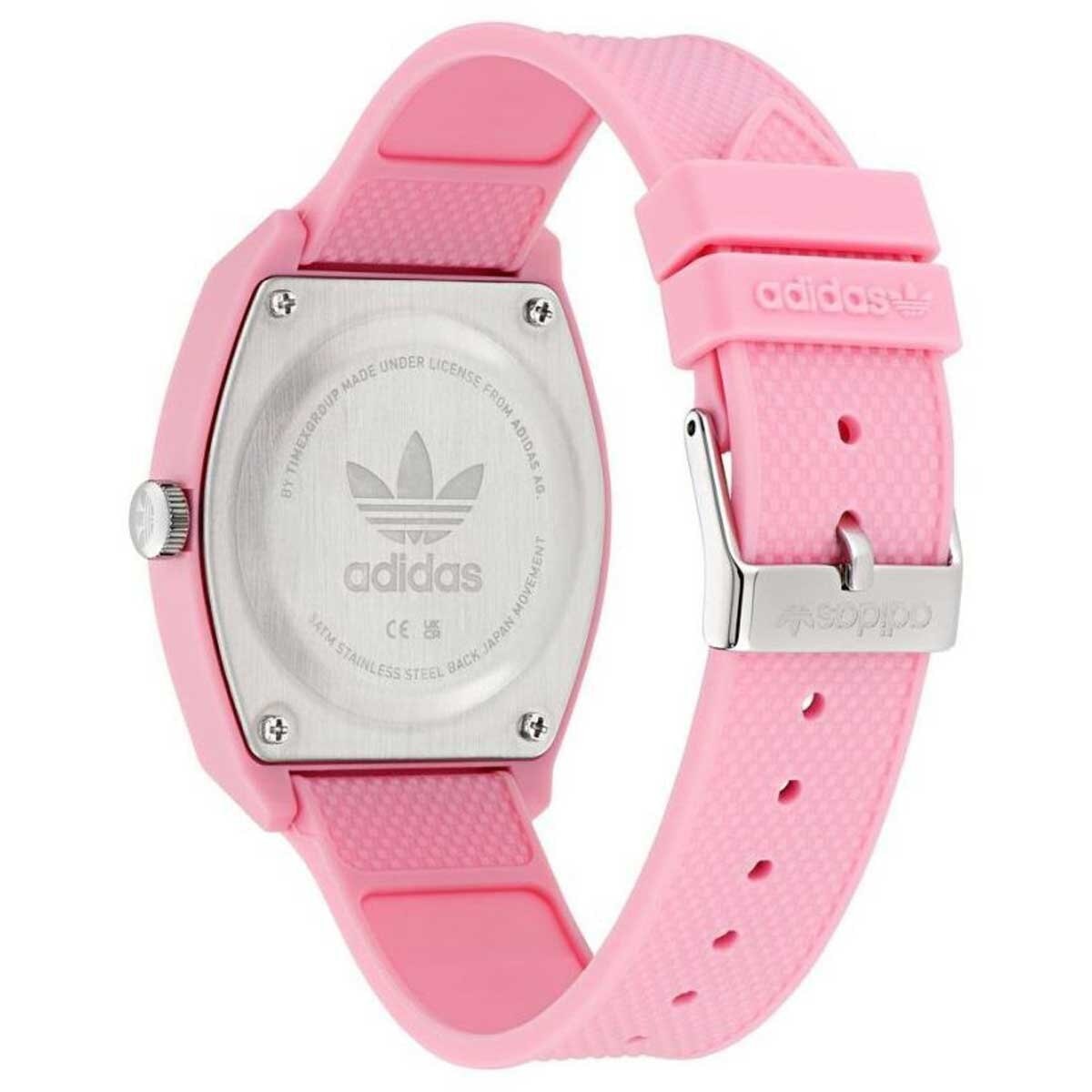 Adidas Originals Street Project Two Pink Resin Strap Watch AOST23553 - Animal Print Trefoil Logo, Streetwear Design