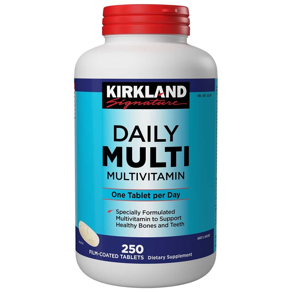 Kirkland Signature Daily Multivitamin 250 Tablets | Supports Healthy Bones & Teeth | Gluten & Lactose Free | High-Quality Dietary Supplement