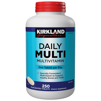 Kirkland Signature Daily Multivitamin 250 Tablets | Supports Healthy Bones & Teeth | Gluten & Lactose Free | High-Quality Dietary Supplement