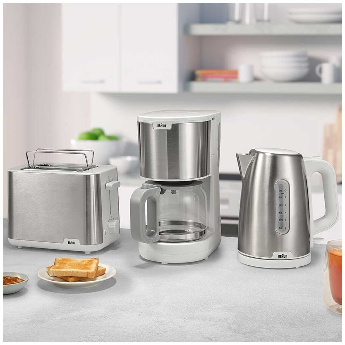 Braun PurShine Toaster HT1510WH | 8 Browning Settings, Defrost & Reheat, Bun Warmer