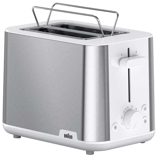 Braun PurShine Toaster HT1510WH | 8 Browning Settings, Defrost & Reheat, Bun Warmer