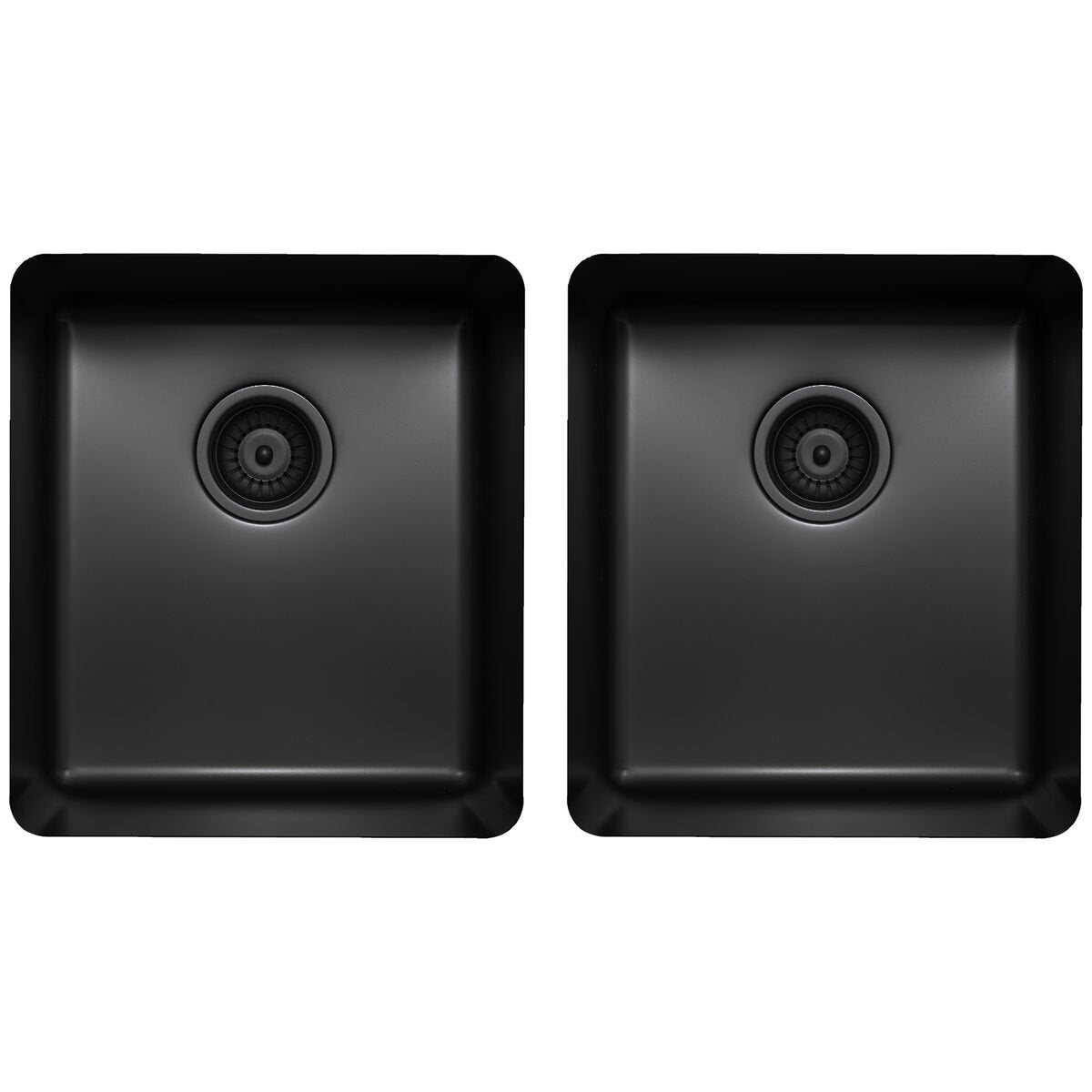 Titan double bowl kitchen sink - equal bowls, black stainless steel finish, 304 grade - TSBS4040