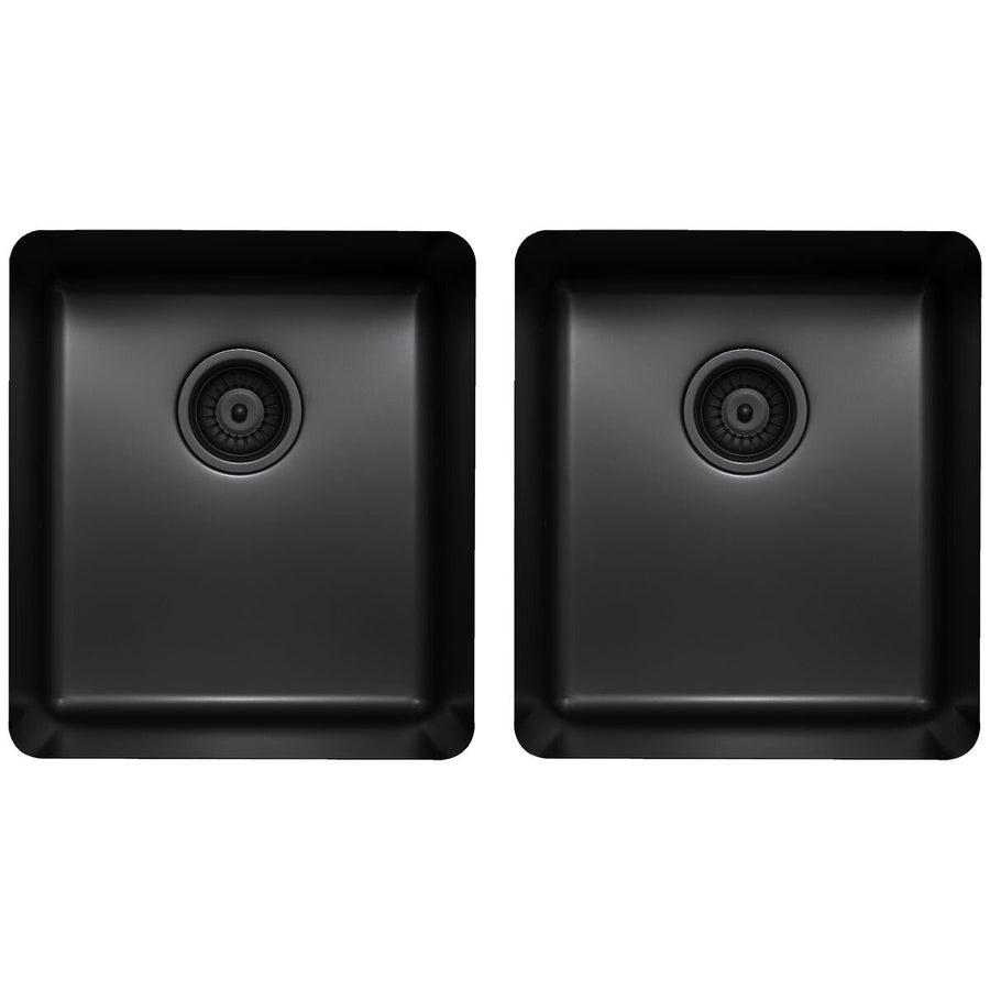 Titan double bowl kitchen sink - equal bowls, black stainless steel finish, 304 grade - TSBS4040