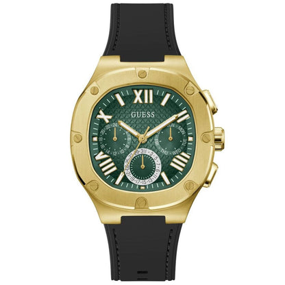 GUESS Men's Watch GW0571G3 Green Dial Black Silicone Strap 5 ATM Water Resistance